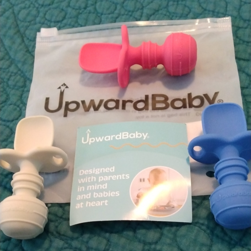 Upward Baby 3 Pack Silicone Baby Feeding Spoons With Anti-choke Barrier